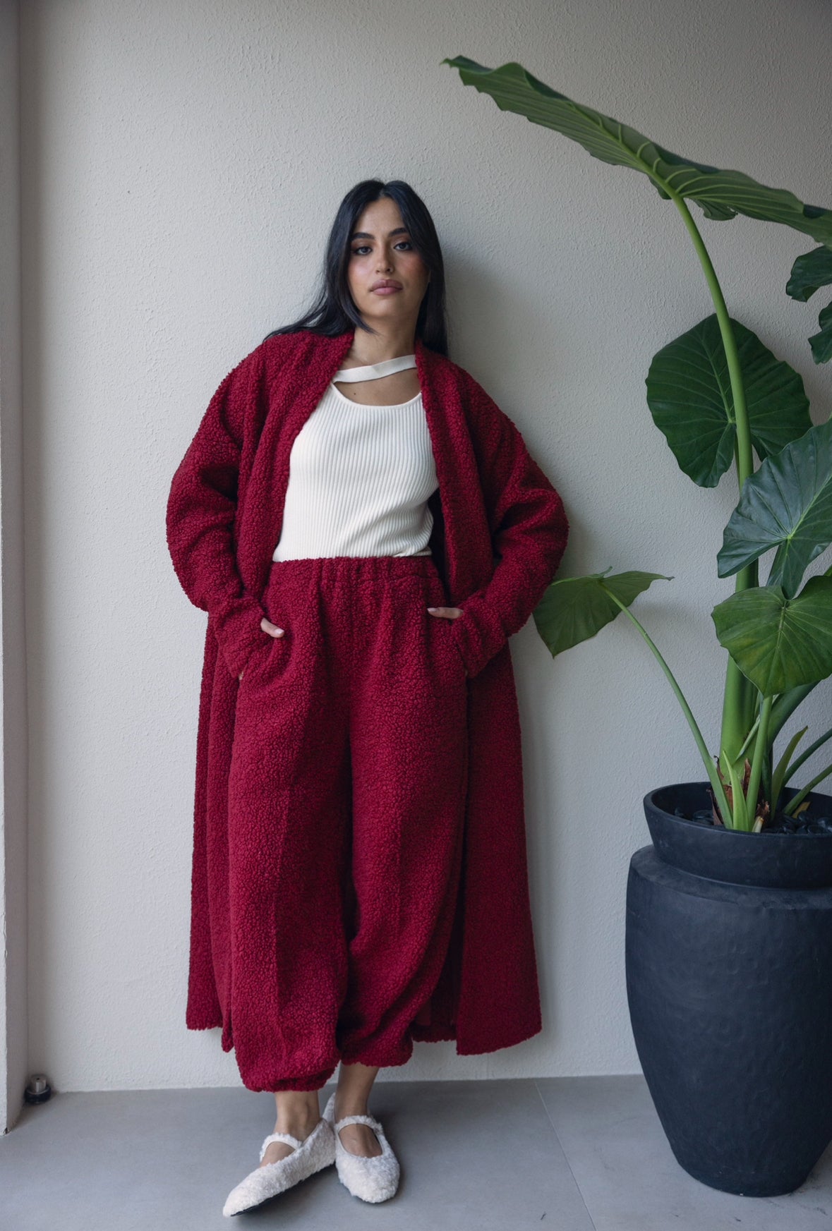 Cherry shearling set